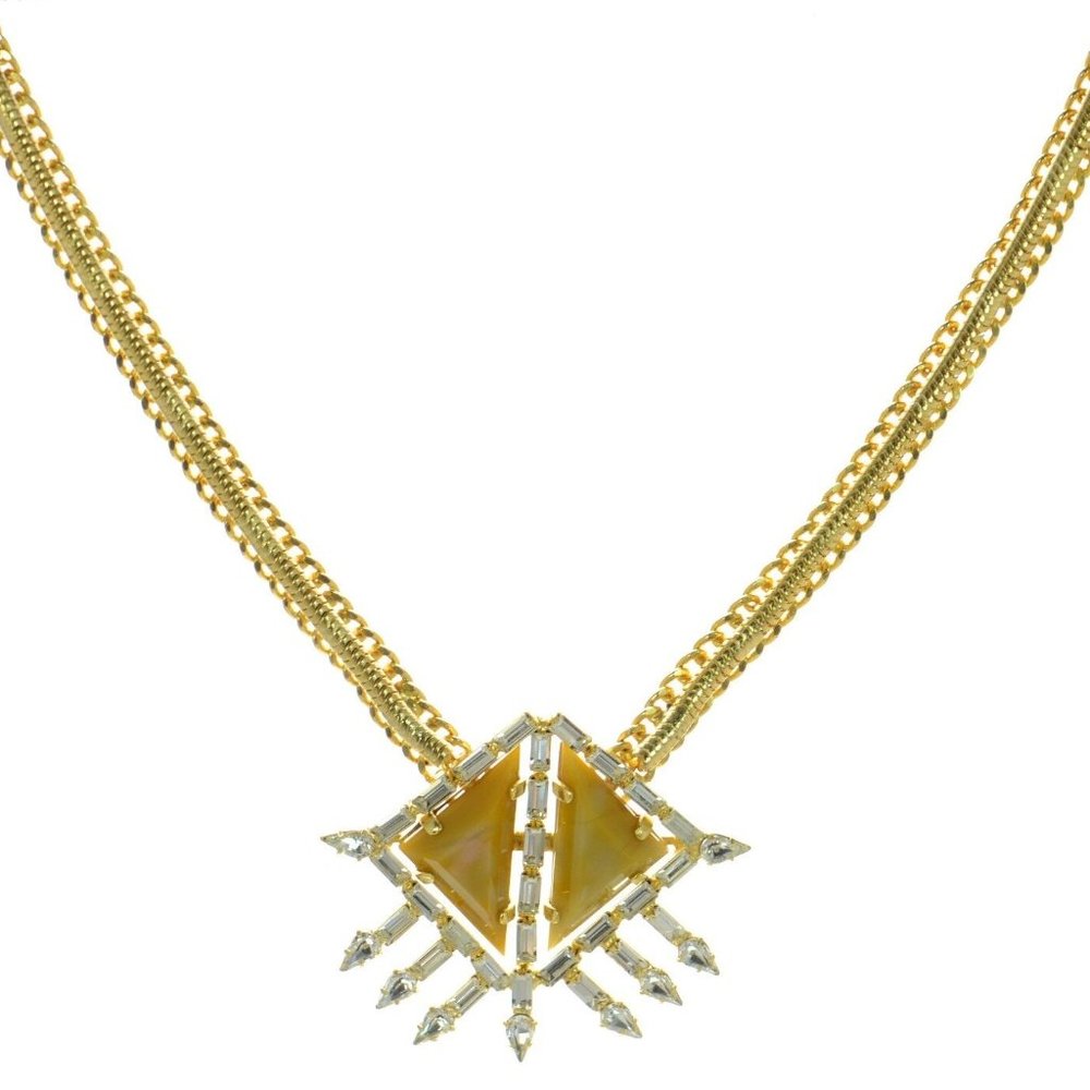 Dannijo Metallic Leighton Crystal Pendant Necklace